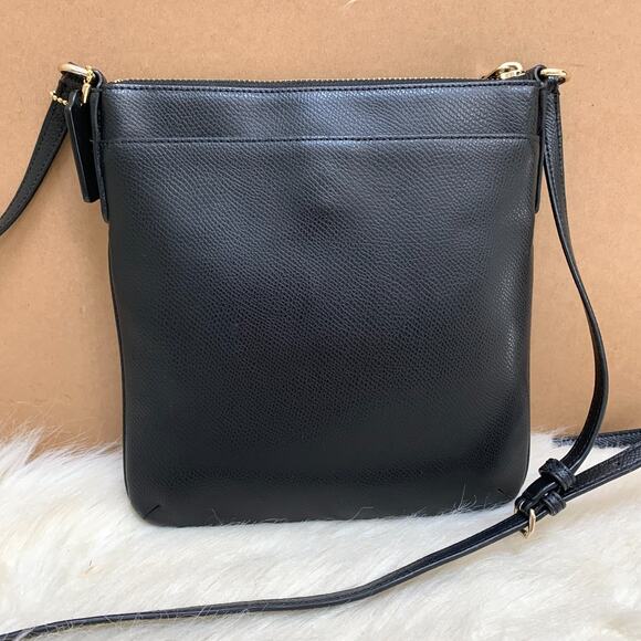 COACH Black Crossgrain Leather Large Slim N/S Swing Pack Crossbody F36063 - Picture 3 of 14